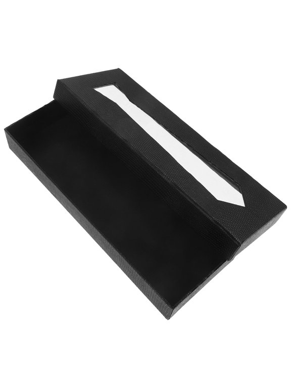 Men's's Black Tie Box and Storage Case Made of Durable Paperboard for Organizing Ties and Accessories