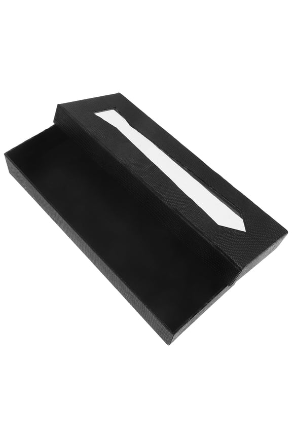 Men's's Black Tie Box and Storage Case Made of Durable Paperboard for Organizing Ties and Accessories