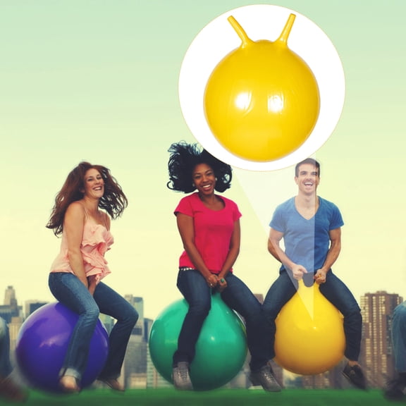 Soimiss Durable Yellow PVC Household Jumping Ball with Handle for Balance Integration Training