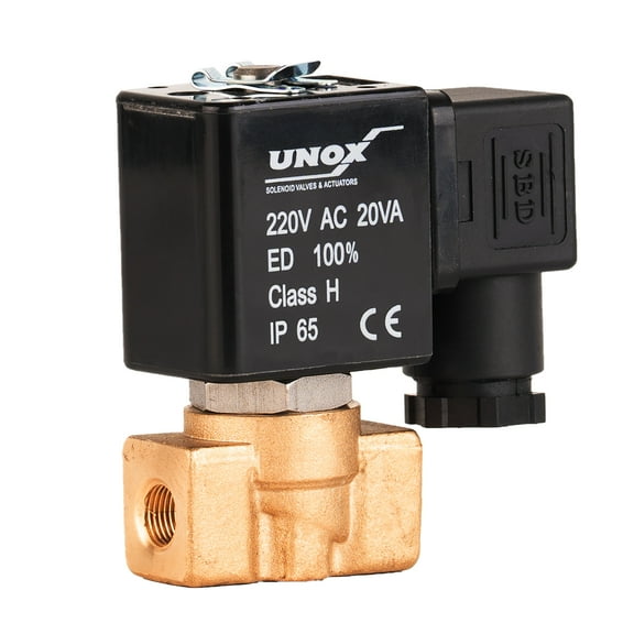 UNOX 1/8" NPT Steam Solenoid Valve 220V AC, High Temperature -10°C/+180°C Brass Control Valve Normally Closed - 0.5-6 Bars Multi-Purpose Reliable Control Valve