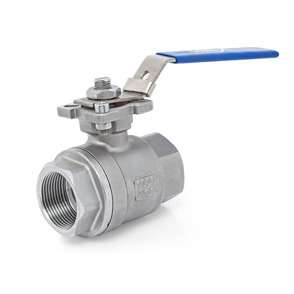 UNOX 1 inch NPT Full Port Ball Valve, Female Stainless Steel AISI304 Heavy Duty for Water Oil Gas Valve - 1000WOG Ball Valve with Threaded Mounting Pad and Blue Locking Handles