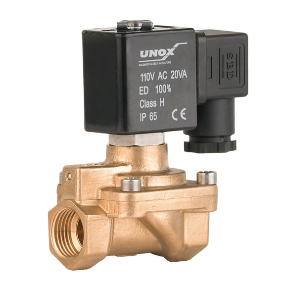 UNOX 3/8" NPT Steam Solenoid Valve 110V AC, High Temperature -10°C/+180°C Brass Control Valve Normally Open – 0.5–16 Bars Multi-Purpose Reliable Solution Solenoid Valves
