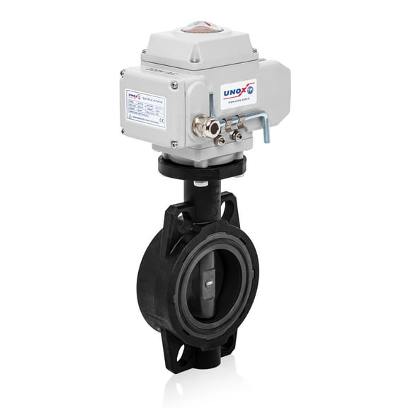 UNOX Butterfly Valve 280 (11") 220V AC with Electric Actuator Wafer Type U-PVC Body for Water | Industrial Motorized Butterfly Valves