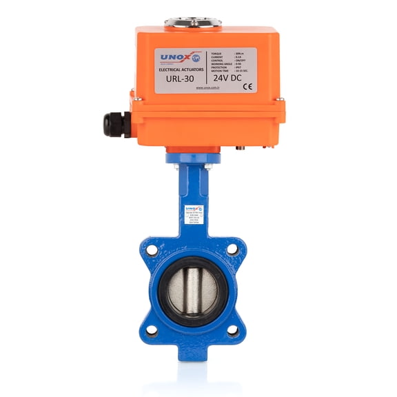 UNOX Butterfly Valve DN50 (2") 24V DC Electric Actuator Lug Type Stainless Steel AISI304 Disc EPDM Seat GGG40.3 Body for Water & Air | Industrial Butterfly Valves