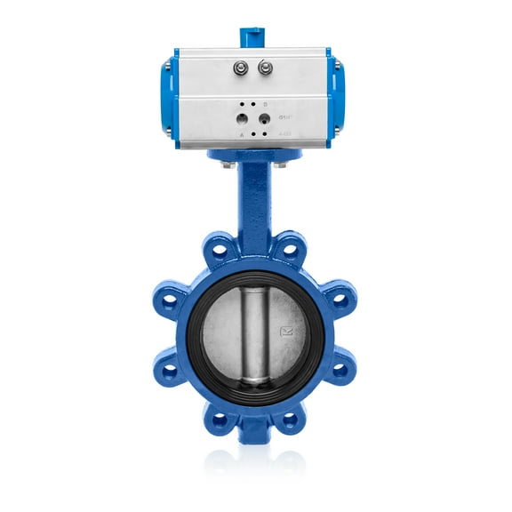 UNOX Pneumatic Actuated Butterfly Valve DN50 (2") Double Acting 230 PSI (16 Bar), Iron Disc with GGG-40.3 Sfero Casting Body - EPDM Seat for Water Air - Lug Type Butterfly Valve