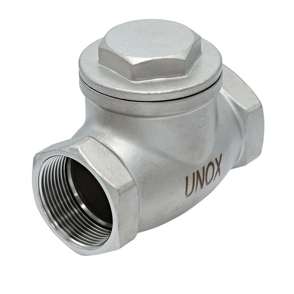 UNOX Stainless Steel Swing 1/2 Check Valve  SS304 CF8 Non-Return Valve for Water & Air Compressor Systems, Up to 200 PSI, Premium Threaded Construction  Prevents Backflow