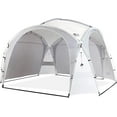 thumbnail image 1 of UNP Easy Beach Tent Pop Up Canopy UPF50+ Tent with Side Wall, Ground Pegs, and Stability Poles, Sun Shelter Rainproof, Waterproof for Camping Trips, Backyard Fun, Party Or Picnics (10x10 ft, White), 1 of 9