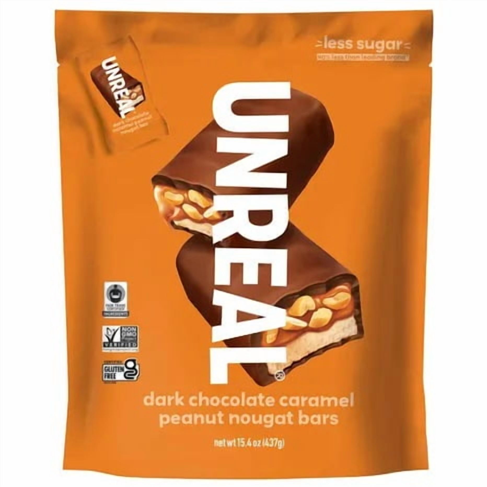 UNREAL Dark Chocolate Caramel Peanut Nougat Bars 15.4 oz