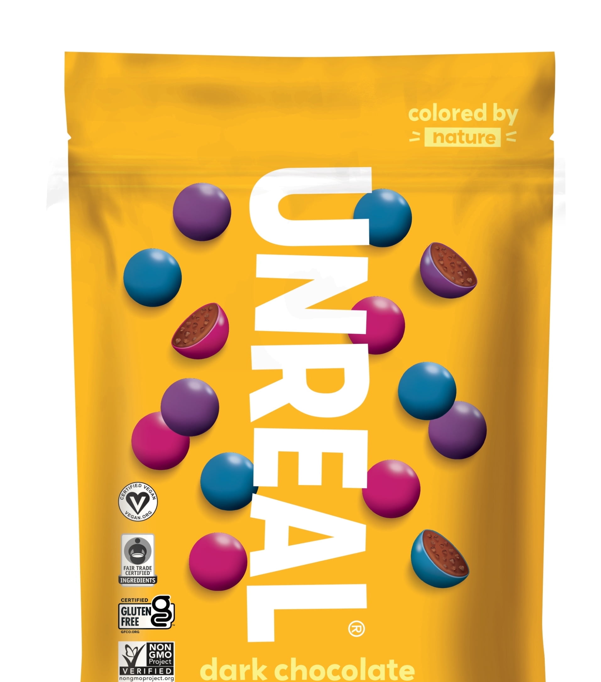 UNREAL Dark Chocolate & Crispy Quinoa Gems | Certified Vegan Fair Trade, Non-GMO | Made with Gluten Free Ingredients and Colors from Nature | No Sugar Alcohols or Soy | 6 Bags