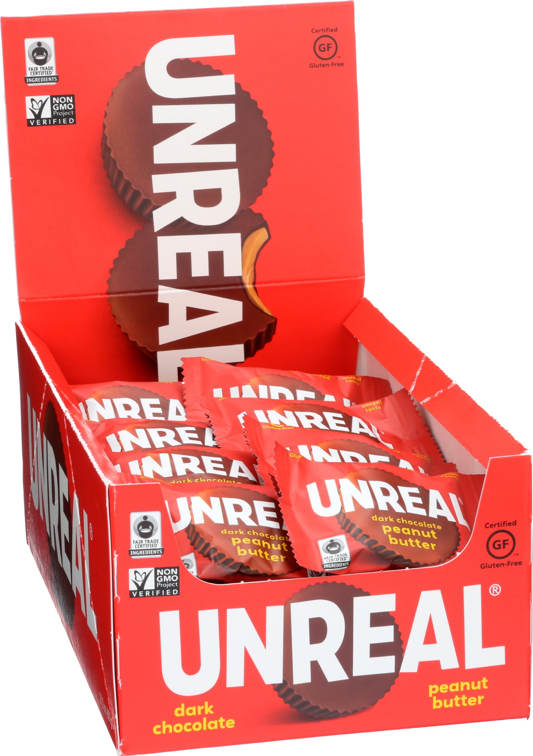 UNREAL Dark Chocolate Peanut Butter Cups | Vegan, Gluten Free, Less Sugar | 40 Cups