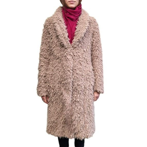 UNREAL FUR Women's Mocha De La Cream Vegan Fur Coat, Pink, X-Small