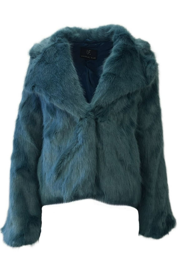 Women's Vegan Fur Madam Butterfly Jacket, Blue, Small