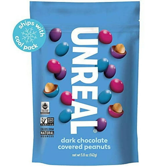 UNREAL Vegan, Non-GMO Dark Chocolate Peanut Gems - 6 Bags