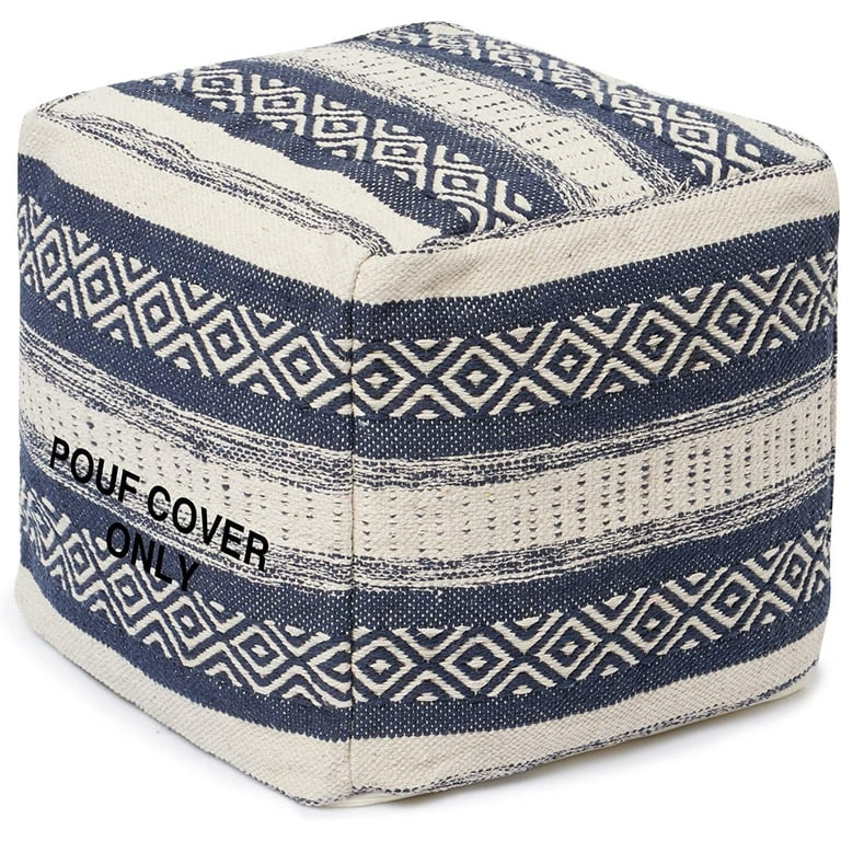 UNSTUFFED Pouf Ottoman Cover REDEARTH Textured Storage Cube Bean Bag Poof Pouffe Accent Chair Seat Footrest for Living Room Bedroom Patio Gym
