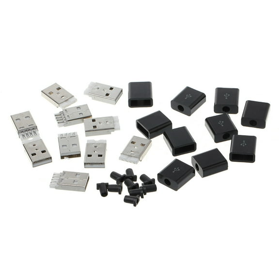 UNTERING 10 Pcs USB 2.0 Male 4P Adapter Connector Plug Socket with She