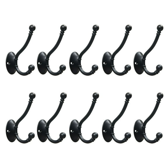 UNTERING 10Pcs Heavy Duty Hooks European Hanger Double Hook with Screws Sturdy Decorative Coat Racks for Hanging Hats Towels Keys