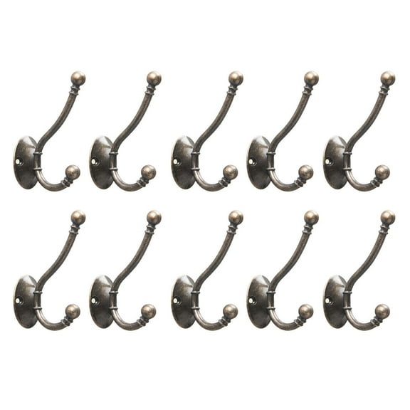 UNTERING 10Pcs Heavy Duty Hooks European Hanger Double Hook with Screws Sturdy Decorative Coat Racks for Hanging Hats Towels Keys