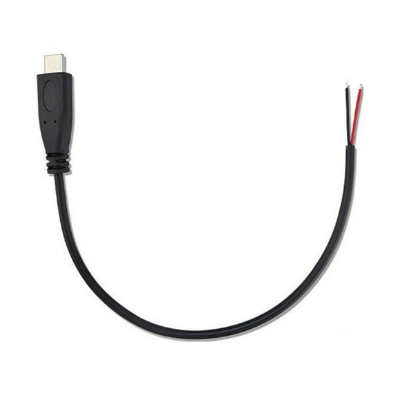 UNTERING 25cm/1m/2m Type C Male to Open End 2Pin Power Cable Extension Cord Wire 5V 3A 22AWG for LED Light Routers Fan Camera