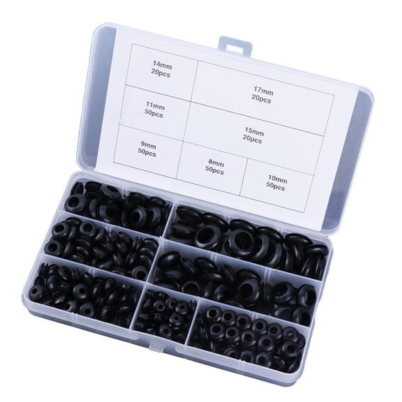 UNTERING 260pcs Rubber Wire Sleeve Set Easy Cable Organization Solution Flexible Rubber Wire Seal with Storage Box Assorted set