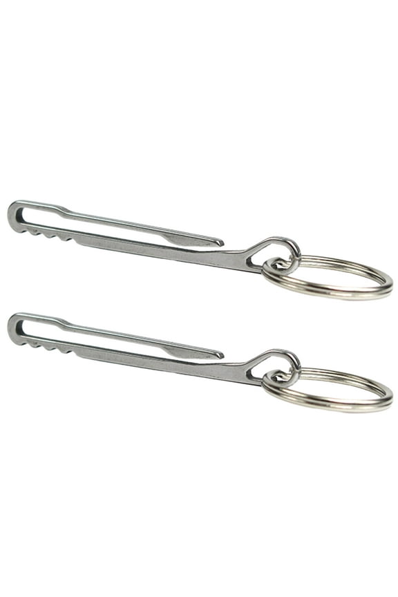 2pcs Keychain Pocket Clip Keyring Clasps Carabiner Stainless Steel Hanging Buckle Key Rings Holder Camping Accessories