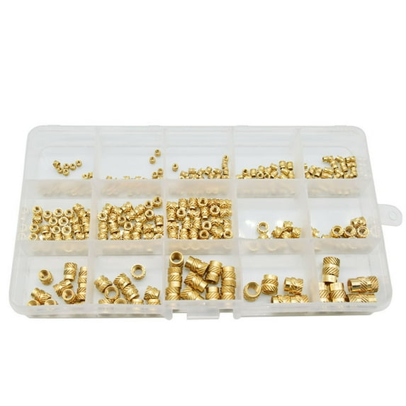 UNTERING 300Pcs Female Thread Knurled M2-M6 Brass Threaded Insert Round Injections Moulding Knurled Assortment Kits