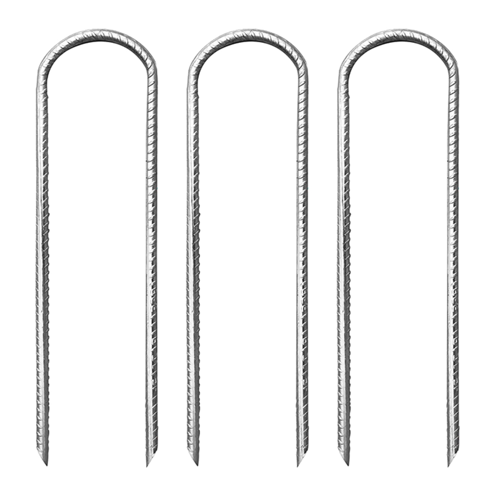 UNTERING 3Pcs L/Ushape Trampolines Rebars Stakes Galvanised Steel Ground Anchors Camping Tent Peg Landscape Garden Ground Stakes