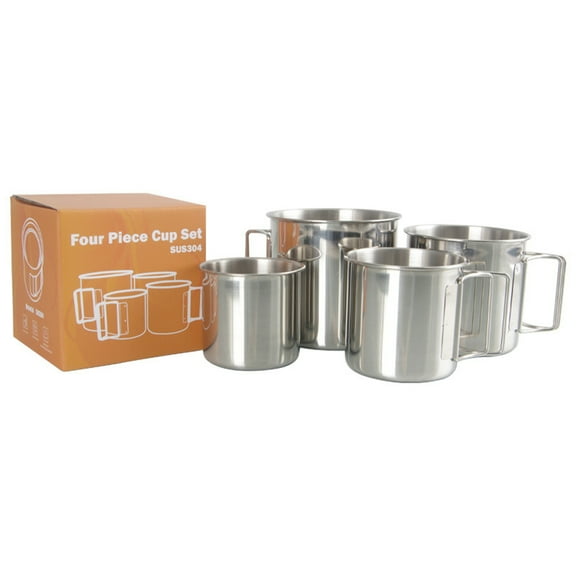 UNTERING 4Pcs Stainless Steel Camping Cup Mug Camping Hiking Portable Coffee Cup Outdoor Camping Water Cup Tableware Supplies