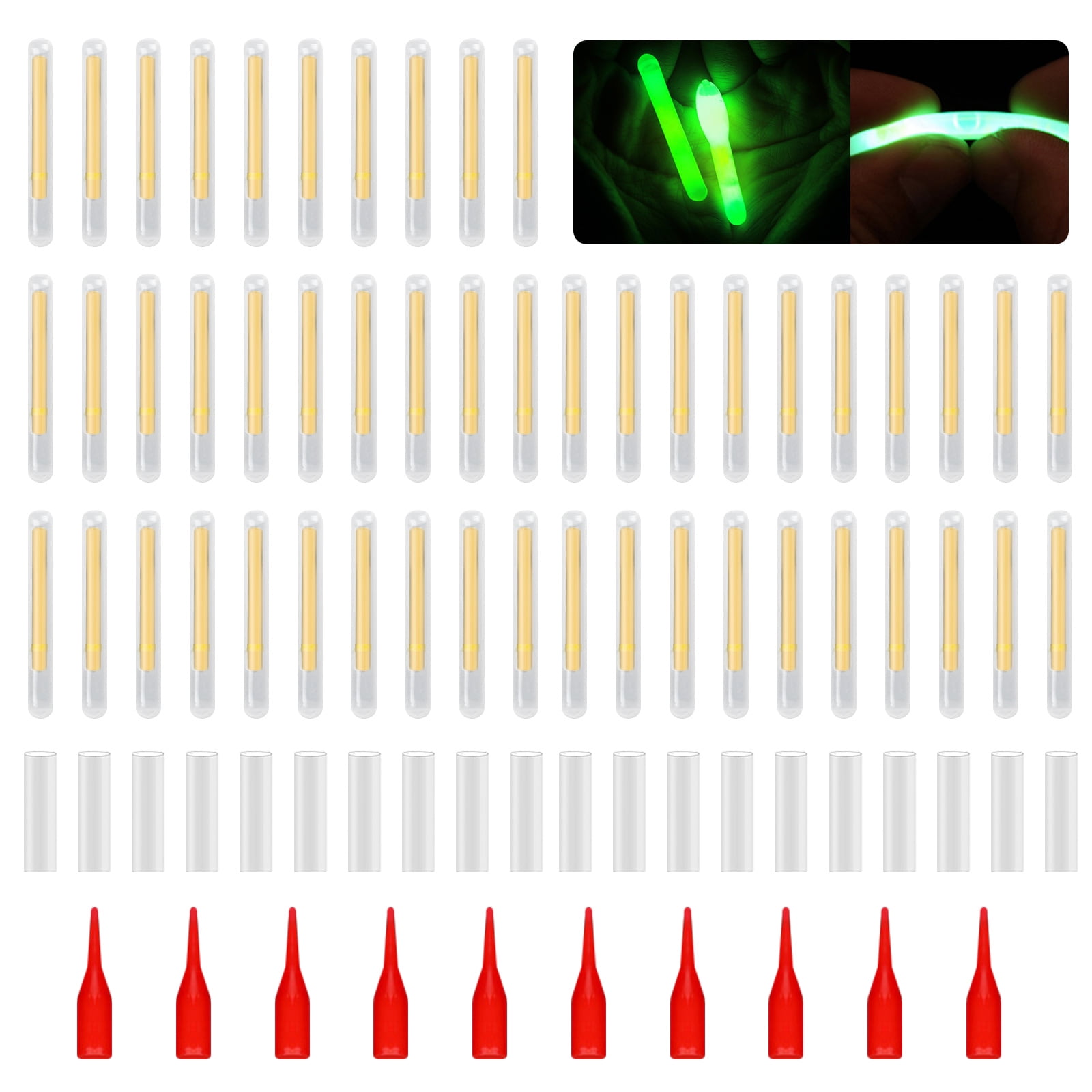 UNTERING 50Pcs Fishing Glow Stick Fluorescent Light Rod Tip Glow Sticks ...