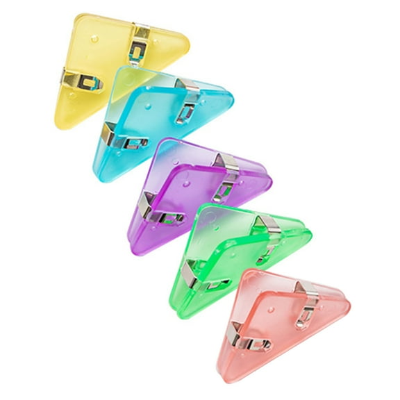 UNTERING 5Pcs Corner Paper Clamps Triangular Clips Small File Clips Notes Holder Hold 50 Sheets for Student Teacher
