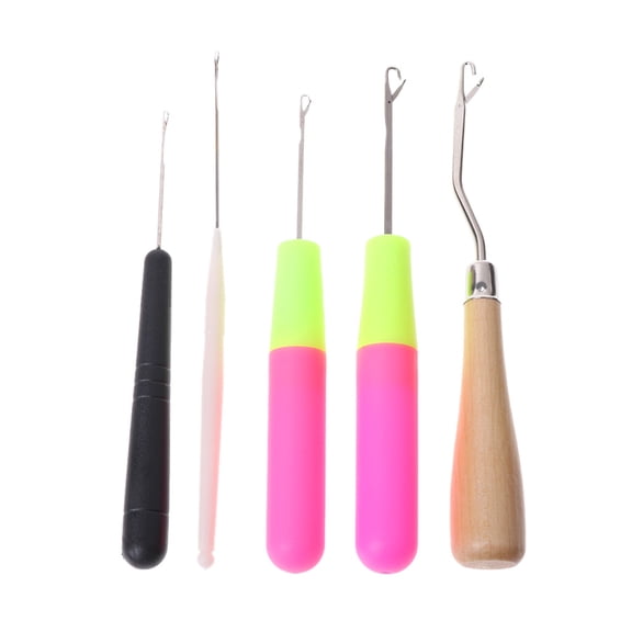 UNTERING 5pcs/Set ABS Crochet Needle Braiding for h Hook Weaving Hair Dreadlock C