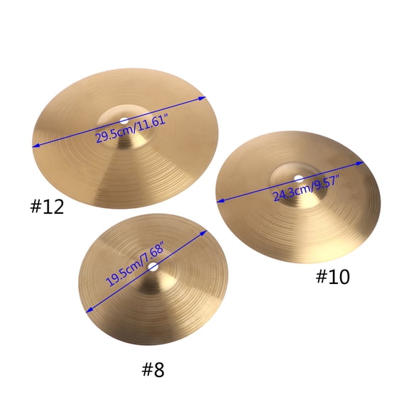 UNTERING 8/10/12Inch Brass Cymbals Percussion Drum Copper Alloy Crash Cymbal Drum Instrument Cymbals For Drums Players Beginners