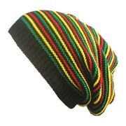 UNTERING Beanie Unisex Crochet Fine Stripes Rainbow Jamaica Hip Hop Street Winter Slouchy Baggy Skullies Hat