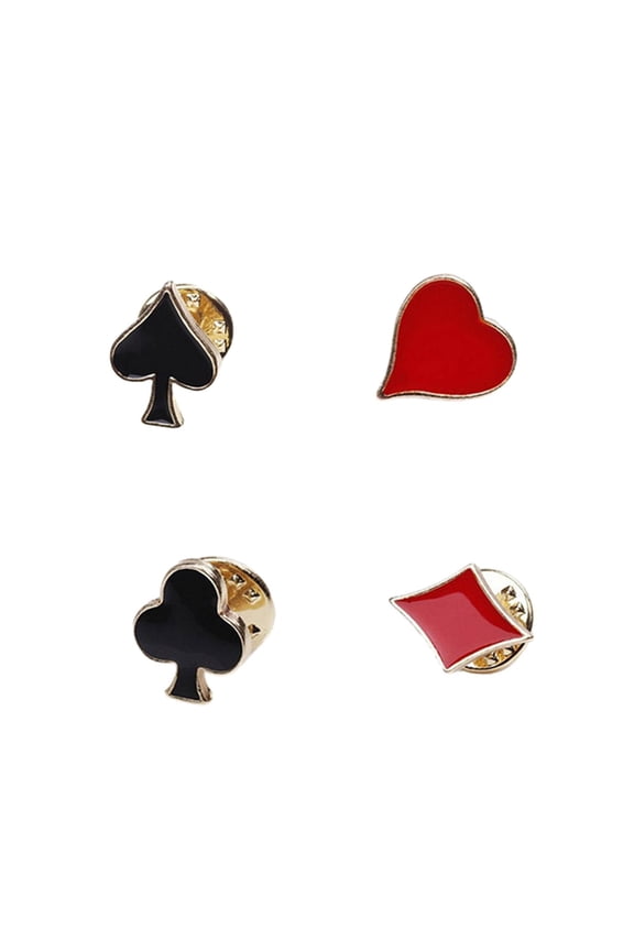 Brooch Pack of 4 Card Lapel Pins Collar Pins Fashion Accessories Suit Brooch Dress Brooch Set for Shirts Scarves Revers