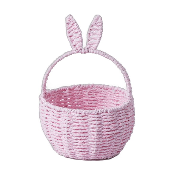 UNTERING Bunnys Ears Paper Rope Woven Storage Basket Elegant Flower Basket Handwoven Snacks Holder Home Organization Solution
