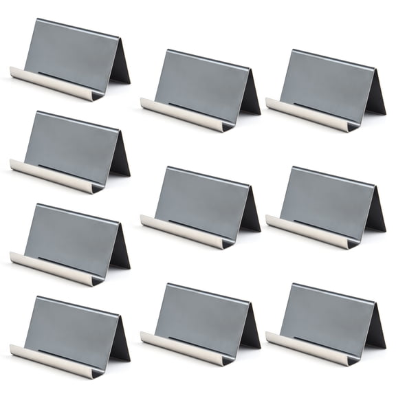 UNTERING Business Card Holder 10Pcs Stainless Steel Business Card Holder Display Shelf Multi-purpose Name Card Case Mobile Phone Tablet Holders Stand