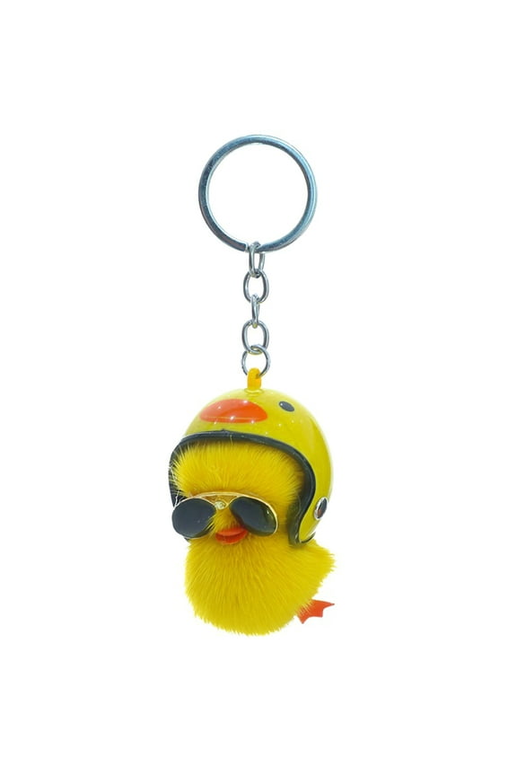 Cartoon Plush Helmet Duck Keychains for Car Key Handbag Pendant Key Chains Fashionable Keychain Key Small
