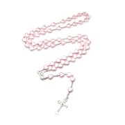 UNTERING Catholic Heart Rosary Necklaces Blessing Rosary Prayer Necklaces Pendant Religious Jewelry for Women Girl