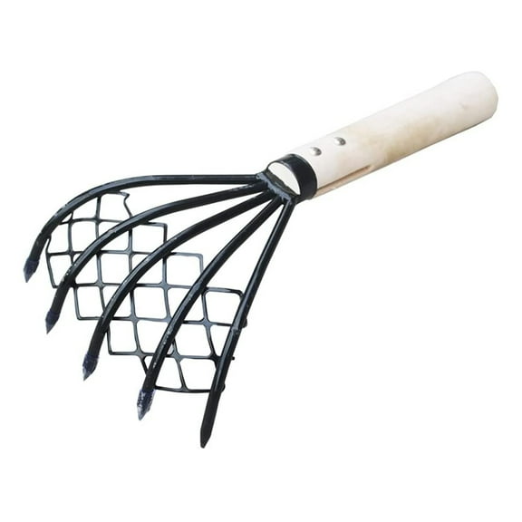 UNTERING Claw with Mesh Net 15 Inch Hand 5-Tine Steel Clamming Claws Long Lightweight Handled for Shell Clam Digger