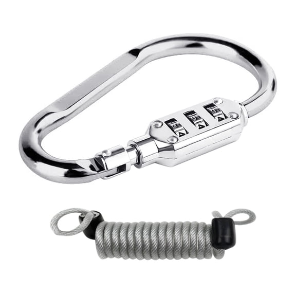 D-Shaped Code Lock for Bicycles Security Cable Lock, Outdoor Lock Combination Locks, 3-Digit Heavy Duty Carabiner Clips