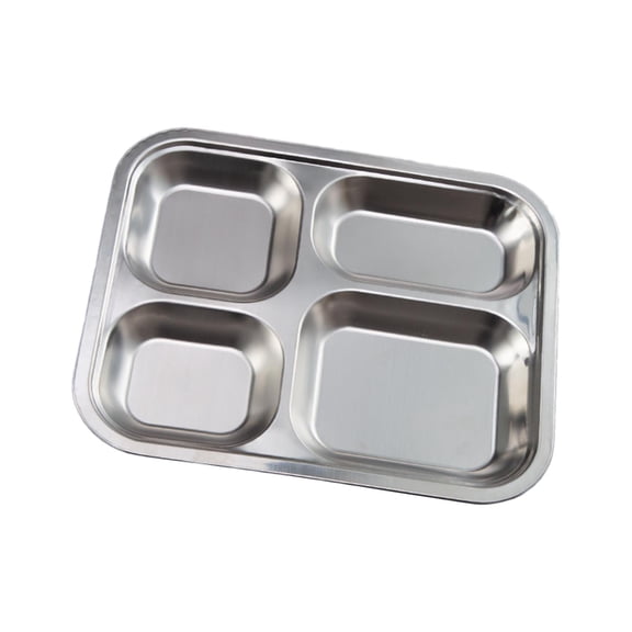 UNTERING Convenient 304Stainless Steel Tray Divided Plate Compartment Tray Divided Dinner Tray for Adult and Kids