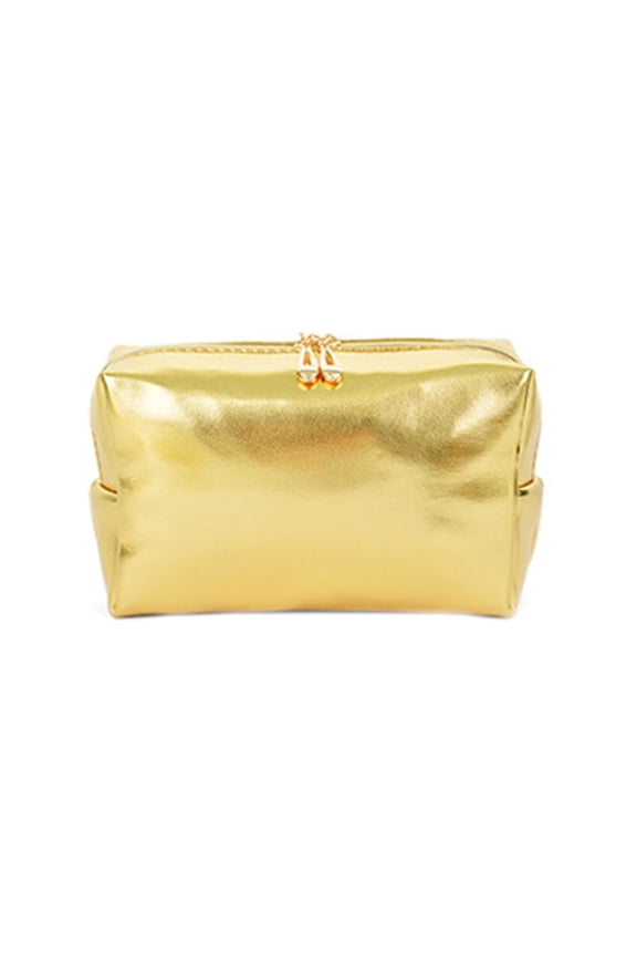 Cosmetic Bag Handheld Gold Makeup Bag Handy Pu Leather Makeup Pouch Cosmetic Travel Organizer Versatile Storage Bag For Daily Use