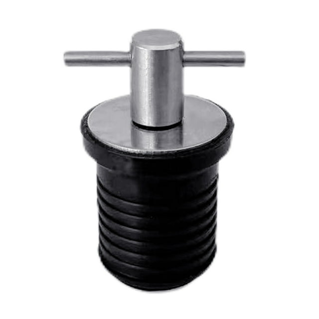 UNTERING Drain Plug T-Handle Drain Plug, For 1 Inch or 1-1/4 inch Diameter Drains, Locks in Place, Brass Handle, Rubber Plug