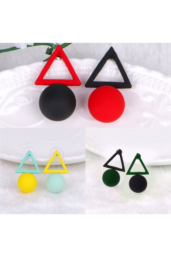 Earring Fashion Simple Geometric Triangles Round Combination Irregular Earrings Asymmetric Earrings All-match for Daily Wearing