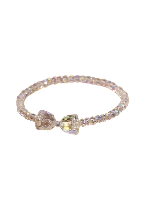 Fashion Colorful Artificial Austria Crystal Bracelet Sparkling Stone Beads Elastic Chain Bracelets Bangle for Women Girl