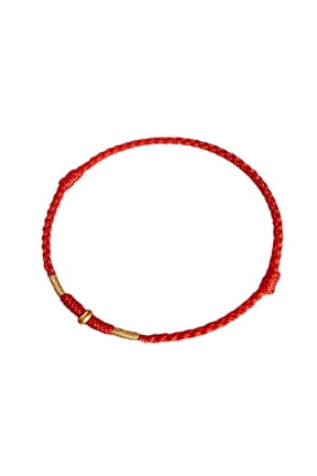 Gold Beads Red Cord Bracelet for Friendship Adjustable Hand-Woven Bangle Good Luck Bangle New Year Accessories