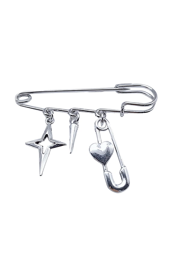 Gothic Minimalist Brooch Cross Blade/Five-Pointed Star Bone/Paper Clip Cross Star Lapel Pin Fashion Sneaker Accessory