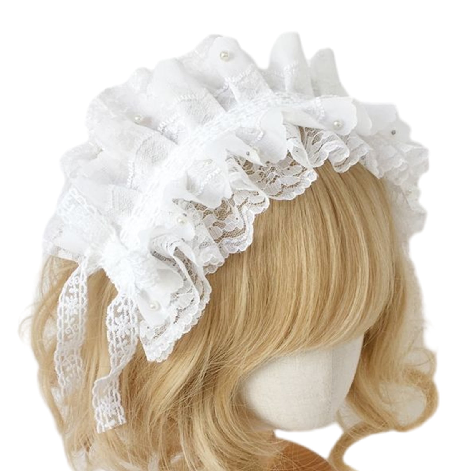 UNTERING Hairband Anime Maid Headband for Girls French Ruffle Lace ...