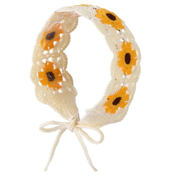 UNTERING Hairband Winter Knit Floral Headbands for Womens Crochet Turban Knitted Ear Warmer Head Wrap Vintage Hair Scarf