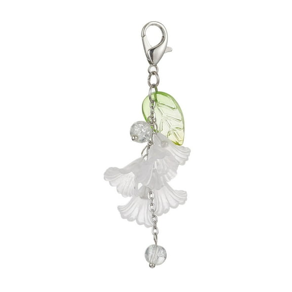 UNTERING Handmade Acrylic Keyring Flower Leaf Lobster Clasp Keychain Blossom Pendant Key Chain Floral Key Rings Women Jewelry