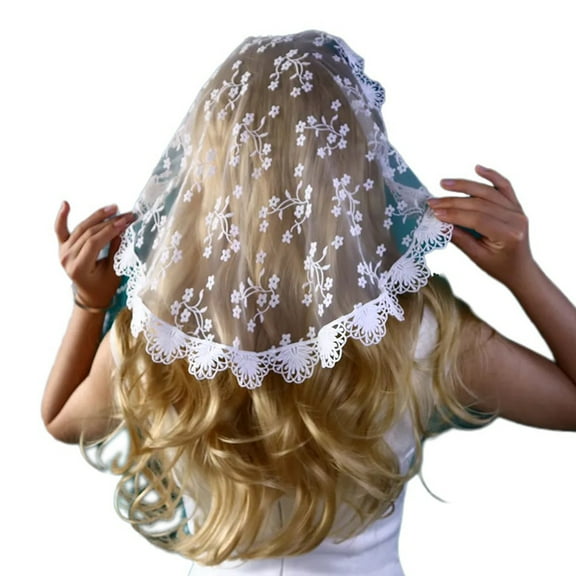 UNTERING Headdress Ethnic Lace Flower HeadScarf for Women Wedding Hair Scarf Bandannas Party Headpiece Turbans Hairband
